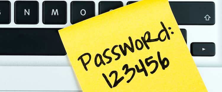 A password on a post-it note to remember it - a reminder of the importance of secure password practices in the digital age.